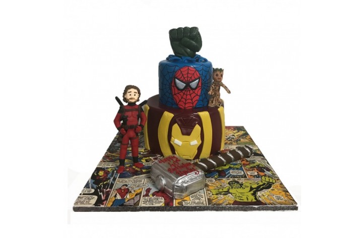 Marvel & Deadpool Tiered Cake